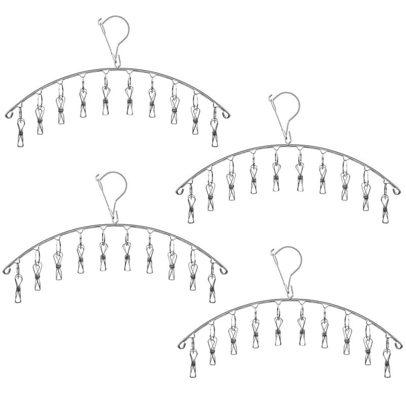 Skroad 4 Pack Stainless Steel Laundry Drying Rack Clothes Hanger with 10 Clips - Image 1